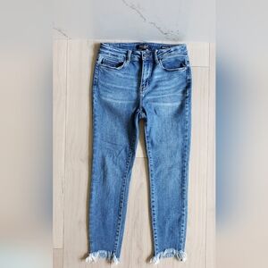 Judy Blue Skinny Jeans Womens 7 28 Raw Hem Boho Stretch Denim